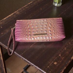 Brahmin Rose Gold Croc-Embossed Wristlet